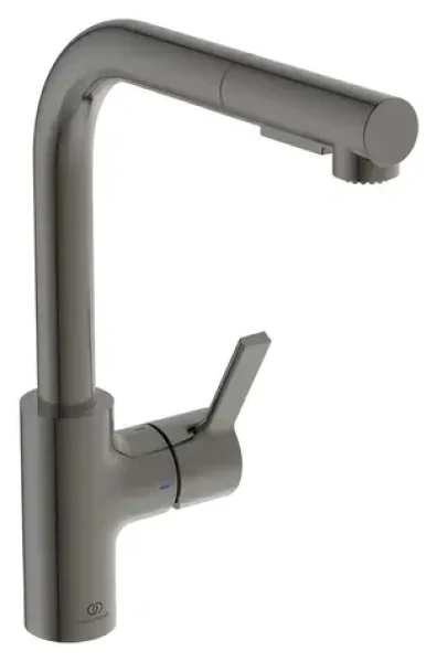 Ideal Standard Gusto Magnetic Grey / Dřezová baterie / výsuvná sprška / pákové ovládání / Easy Fix (BD420A5)