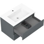 MEXEN/S - Rivel koupelnová skříňka 70 cm s umyvadlem Otis, 2 zásuvky, reliéf , grafit mat/bílá mat - 91A20-07047-2-BFF66-W18M0 91A20-07047-2-BFF66-W18M01