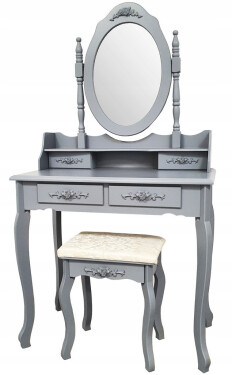 DumDekorace Kvalitní toaletní stolek se židlí v šedé barvě