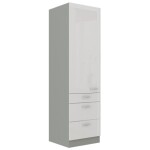 Vysoká potravinová skříňka 60 DKS-210 3S 1F - Premium box Barva korpusu: Šedá, Barva dvířek: Krémový lesk (Karmen)