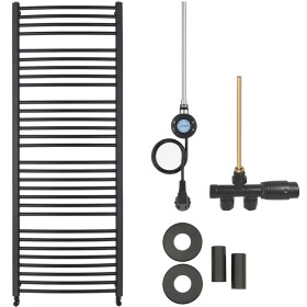 CERANO Koupelnový radiátorový set Stefano - kombinované vytápění, wifi tyč - boční jednobodové připojení - 600W - černá matná - 1210x650 mm