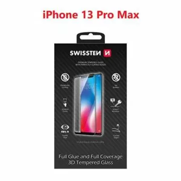 SWISSTEN Ultra Durable 3D FULL GLUE Glass pro Apple iPhone 13 Pro Max černá (64701889)
