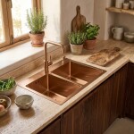 REA - Ocelový dřez Toby BRUSH COPPER bez kuchyňské baterie ZLE-06416
