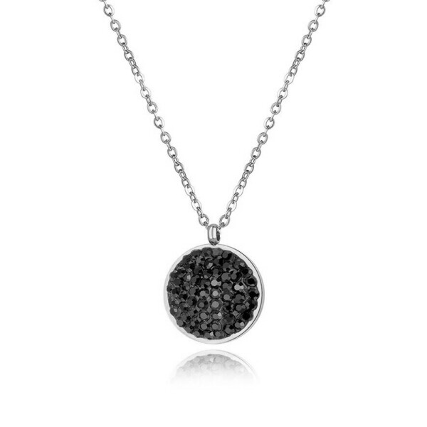 Ocelový náhrdelník se zirkony Melissa Black - chirurgická ocel, Černá 40 cm + 5 cm (prodloužení)