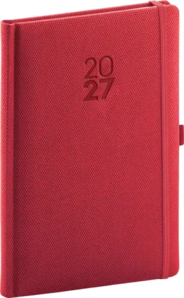 NOTIQUE Týdenní diář Diamante 2027 červený / 15 × 21 cm