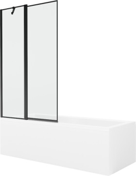 MEXEN/S - Cubik obdélníková vana 160 x 70 cm s panelem + vanová zástěna 100 cm, černá vzor 550316070X9410117070