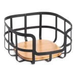 MSV ELIE košík na ovoce matná černá / ocel / bambus (3700703996163)