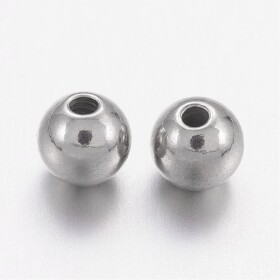 Korálek z nerezové oceli - platinový - 4 x 4 mm - 1 ks