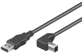 MicroConnect kabel USB2.0 A (M) - USB2.0 B 90° úhel (M) 3m černá / 480Mbit/s (USBAB3ANGLED)
