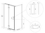 CERSANIT - Sprchový kout JOTA s panty, zlatý, 120x90x195, levý, čiré sklo S160-030