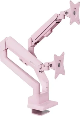 AROZZI ALZARE Neo Duo růžová / Stolní držák pro 2 monitory / 17-32" / VESA 75x75-100x100 / nosnost 2x 9 kg (AZ-ALZARE-NEO-DUO-PNK)