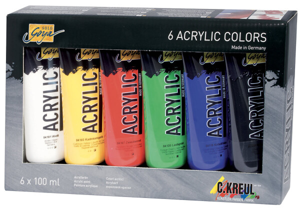 Akrylové barvy Kreul Solo Goya, sada 6 x 100 ml