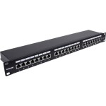 Intellinet 24-Port Cat6a Patchpanel geschirmt 1HE Kabeleinführung 90° abgewinkelt schwarz 24 portů patch panel 483 mm (1