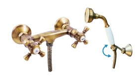 RAV Slezák - MORAVA RETRO - Sprchový set s baterií, Stará mosaz (Bronz), 150 mm MK380.5/2SM