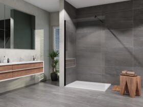 Lansanit Sprchová zástěna Walk-IN 1400, černá, čiré sklo