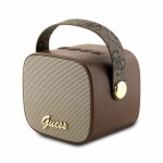 GUESS Mini Bluetooth Speaker PU 4G Strap hnědá / 5W / Bluetooth 5.3 / 1200 mAh (3666339170196)