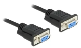 DeLock RS-232 Nullmodem / Sériový kabel / Sub-D9 samice - samice / 1 m / černá (86608)