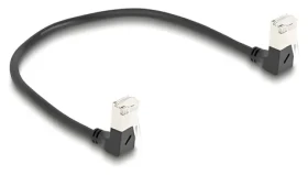 Delock černá / Síťový kabel RJ45 / Cat.6a S/FTP / Slim / oboustranně pravoúhlý / 0,25 m (80297)