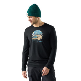 Pánské merino triko dlouhý rukáv SMARTWOOL Men's First Chair Pursuit Active Long Sl, Black velikost: L