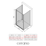 CERANO - Třístěnný sprchový kout Ferri U L/P - 6 mm - černá matná, transparentní sklo - 90x80x195 - pivotový CER-8050BD7857