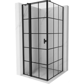 MEXEN/S - Mist T sprchový kout dveře křídlové levá 75 x 75, černá dekor, černá 8A4T-075-075-70-77-L