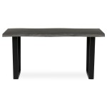 Stůl jídelní, 160x90x75 cm, MDF deska, dekor šedý dub, kovová nohy ve tvaru U, černý matný lak