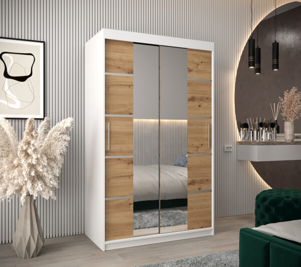 Šatní skříň Abi V4 Barva korpusu: Bílá, Rozměry: 120 cm, Dveře: Dub artisan