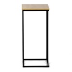 Odkládací stůl, MDF deska, dekor divoký dub, černý kov