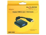DeLock Adaptér HDMI A samice na VGA D-Sub samec / 25 cm / černá (65512)