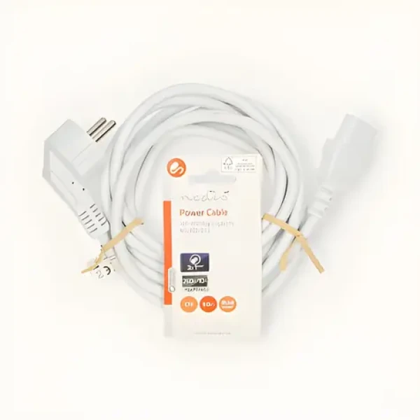 Nedis Napájecí kabel zástrčka F - IEC-320-C13 bílá / Napájecí kabel / úhlový konektor / 3 m / 10A (CEGL10000WT30)