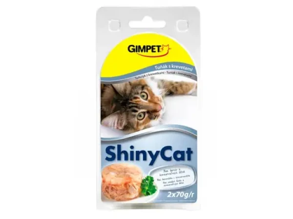 GIMBORN Gimpet ShinyCat tuňák+krevety konzerva 2x70g (4002064413471)
