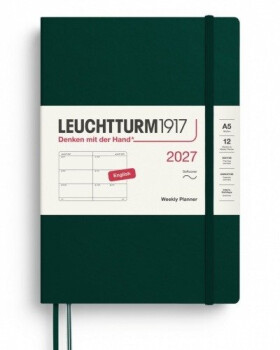 Týdenní plánovač Forest Green, Medium A5 2027, Softcover,English