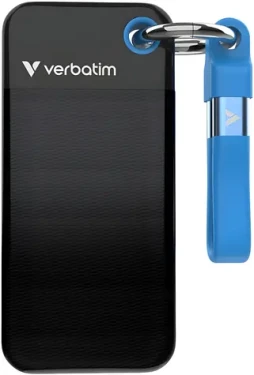 Verbatim Pocket SSD 256 GB černo-modrá / Externí SSD / USB-C / R: 10 000 MB/s / W: 10 000 MB/s (.)