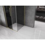 MEXEN/S - Velar L sprchový kout, posuvné dveře 90 x 90, grafit, zlato kartáčovaná 871-090-090-43-55