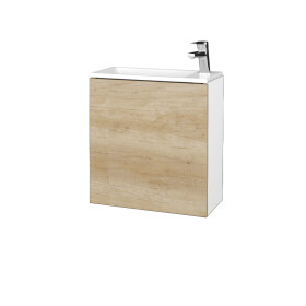 Dřevojas - Koupelnová skříňka VARIANTE SZD 50 umyvadlo Zoom - N01 Bílá lesk / D15 Nebraska / Pravé 339357P