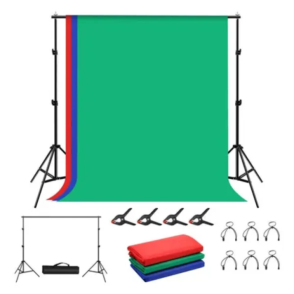 Puluz PKT5204 / Sada fotografického pozadí / stativ 2x2m / 3 pozadí 1,6x2m / přepravní taška (PKT5204)