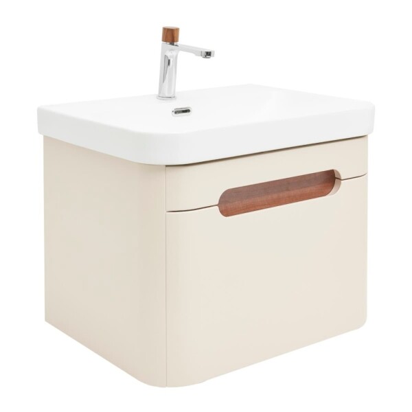 Koupelnová skříňka s umyvadlem a baterií SAT Fusion 57,5x43x45 cm pískově béžová mat SATFUSION60BEMWBA SATFUSION60BEMWBA