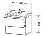 DURAVIT - L-Cube Umyvadlová skříňka 56x67x47 cm, 2 zásuvky, lesklá bílá LC626402222