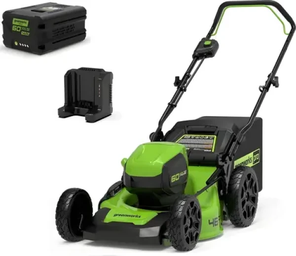 Greenworks GD60LM46HPK4 / Aku sekačka na trávu / 60V / Šířka záběru 46 cm / 1x Aku 4 Ah + nabíječka (GR2502807UB)