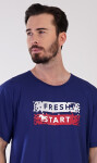 Pánská noční košile s krátkým rukávem Fresh start tmavě modrá XXL