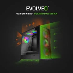 EVOLVEO Panthera černá / PC skříň / mATX / ARGB / 6x ventilátor 120mm / bez zdroje / dřevěný panel (PANTHERA-BK-6)