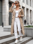 Dámský dvouřadový trenčkot s kapucí FashionStreet camel TY5656 M
