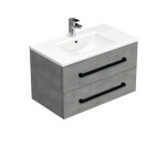 Koupelnová skříňka s černou úchytkou a umyvadlem SAT Cube Way 80x53x46 cm beton mat CUBE46C802BEMOD CUBE46C802BEMOD