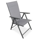 Židle zahradní, nastavitelný sklon, šedý textilen, šedá kovová konstrukce