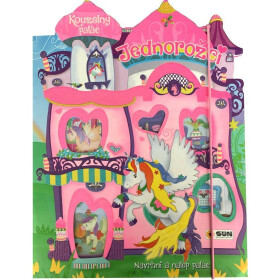 Jednorožci kouzelný palác - navrhni a nalep palác (růžový)