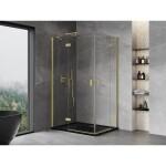 MEXEN/S - Mist H Duo sprchový kout dveře křídlové 90 x 75, transparent, zlato kartáčovaná 8A5-090L-075P-55-00