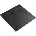 CERANO Sprchová vanička čtvercová Enzo - SMC/minerální kompozit - strukturovaná černá matná - 80x80x3 cm