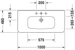 DURAVIT - DuraStyle Umyvadlo 100x48 cm, s 1 otvorem pro baterii, s WonderGliss, bílá 23201000001