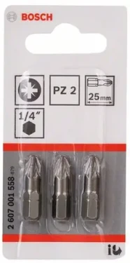 BOSCH 2607001558 / Extra-Hard sada bitů PZ2 25 mm 3 ks (2607001558)