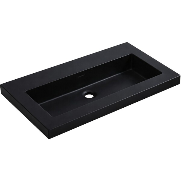 CERANO - Umyvadlo z litého mramoru Ovo - s přepadem - černá matná - 60,5x46,5 CER-667823